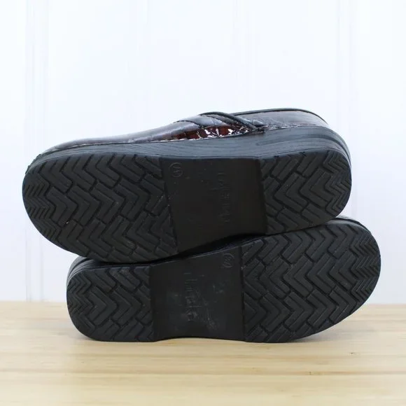 DANSKO Women's Brown Croc Print Patent Professional Clogs Shoes Size 37 / 7 - Picture 9 of 11